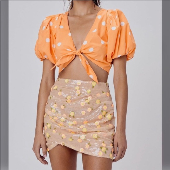 For Love And Lemons Tops For Love And Lemons Polka Orange Top Small Poshmark
